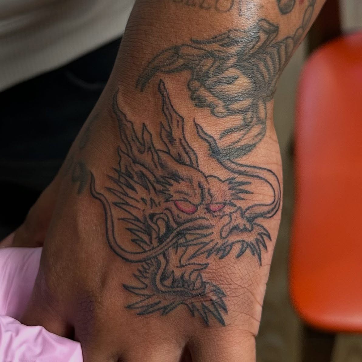Dragon black and grey tattoo on the forearm by 𝕯𝖗𝖆𝕶𝖊㋛