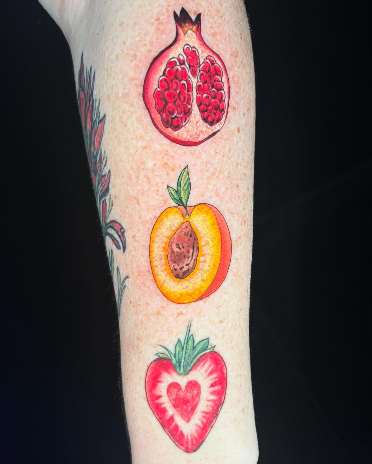 Fruit slices realism tattoo on the forearm by Chelsey Moore, Albuquerque, New Mexico