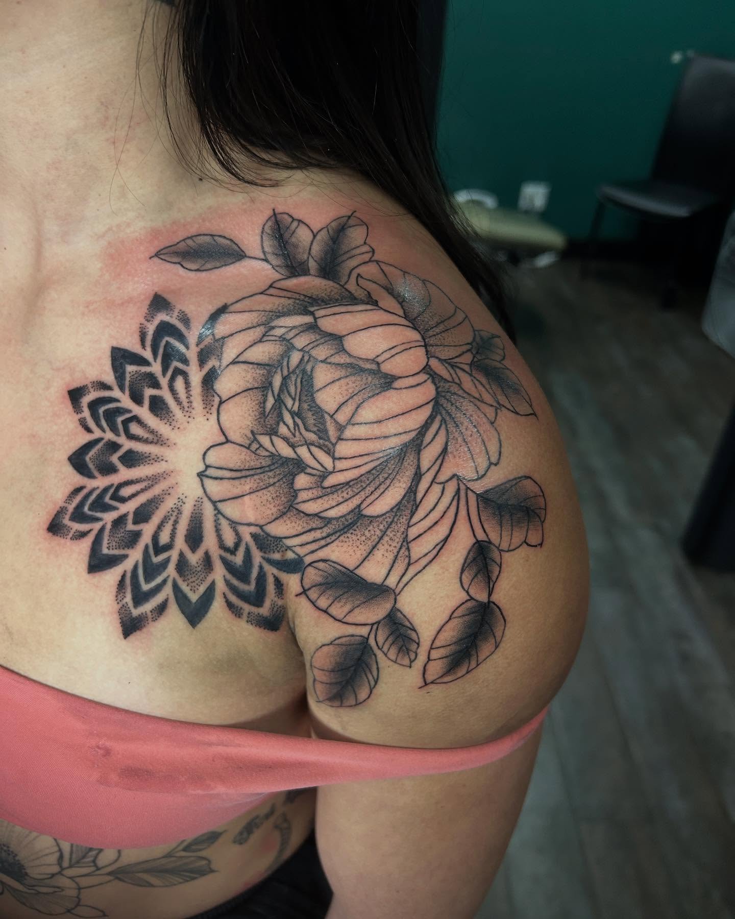Tattoo by @kattoo_tattoo_ — dotwork, black_and_grey