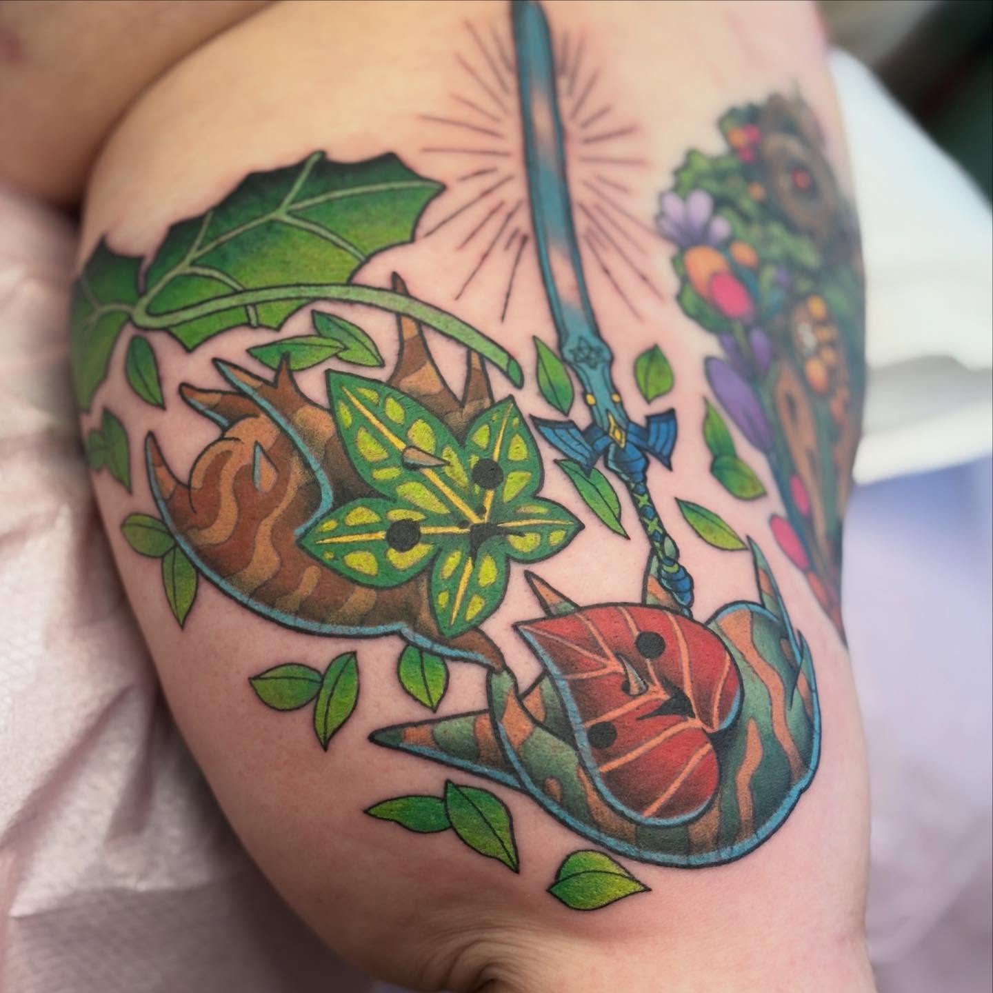 Dragon and sword American traditional tattoo on the shoulder by ♥ Brynn Allyn ♥