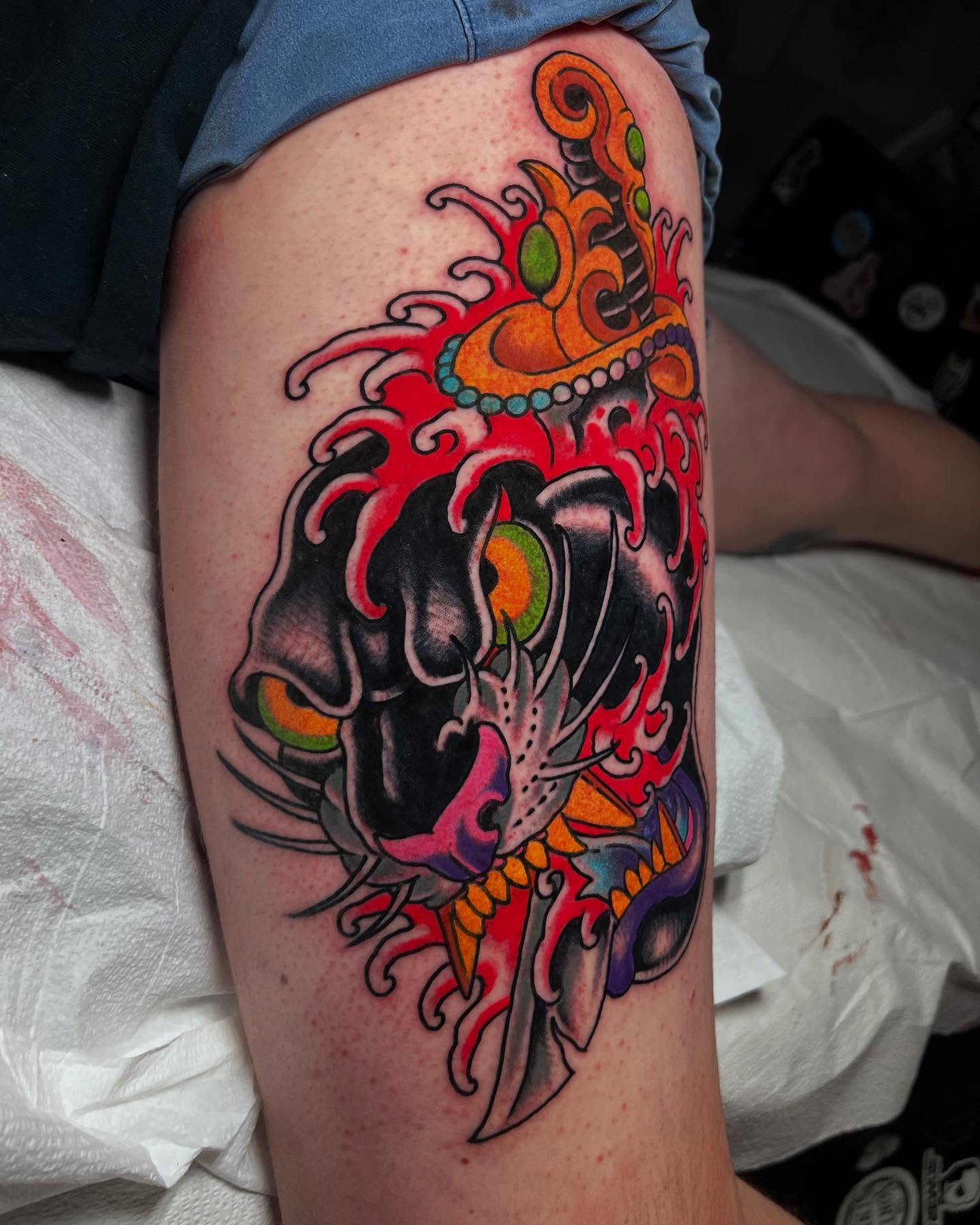 Tattoo by @tattoosbybarron — american_traditional, dotwork