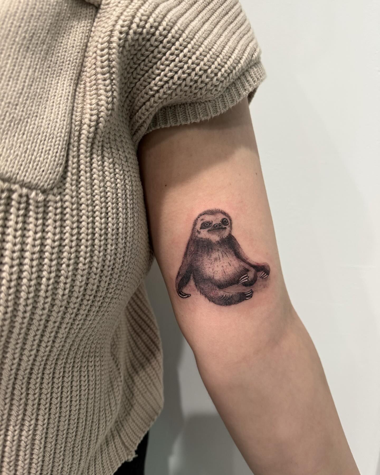 Sloth black and grey tattoo on the forearm by ⛓Ireland tattoo⛓