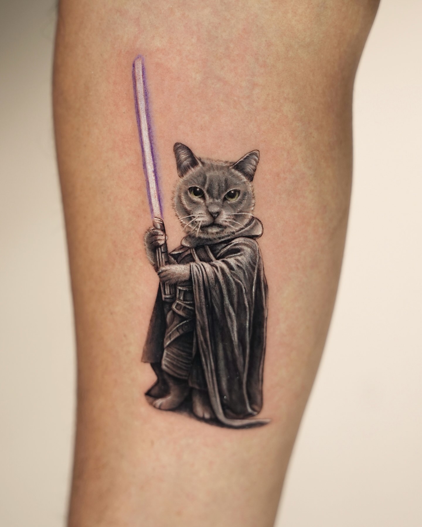 Cat realism tattoo on the forearm by Hoze
