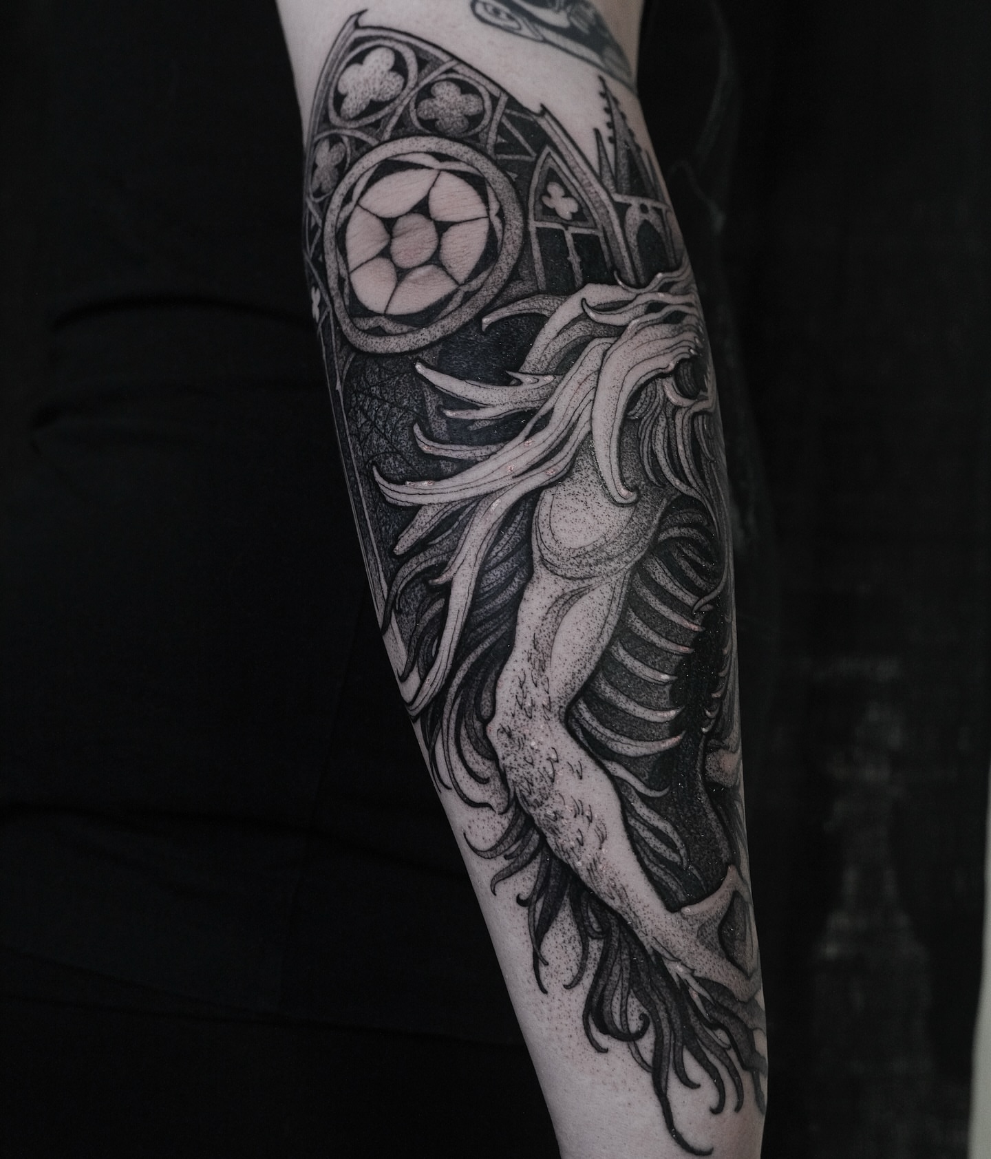 Tattoo by @lina.lcfr — dotwork, black_and_grey