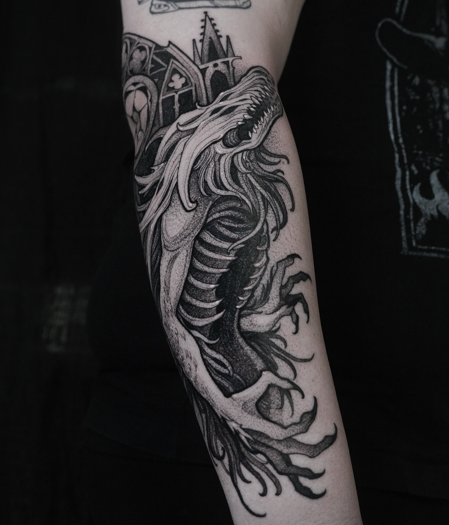 Tattoo by @lina.lcfr — dotwork, black_and_grey
