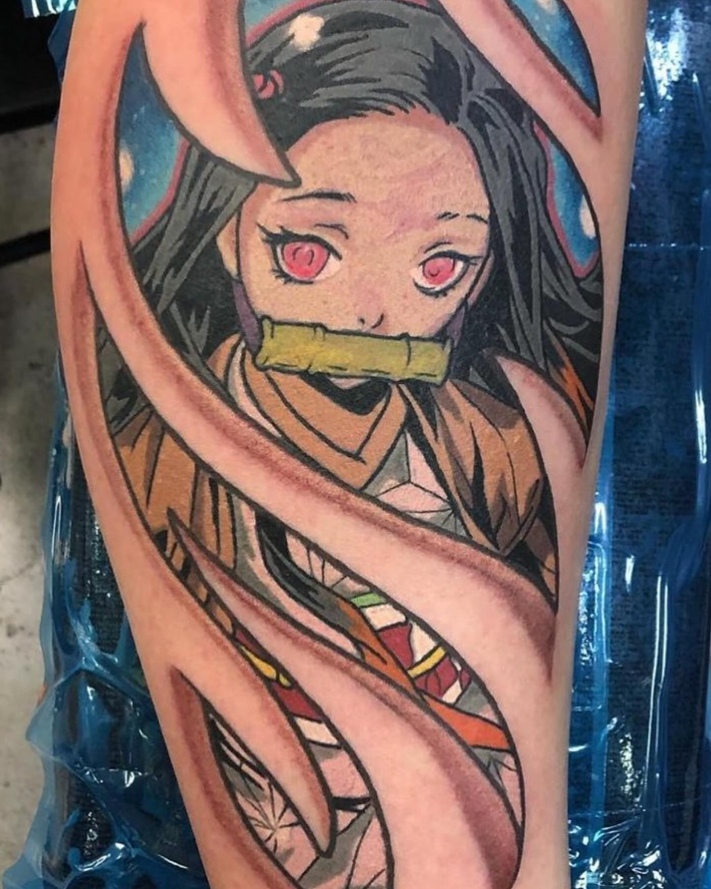 Tattoo by @injectintelligence — anime, dotwork