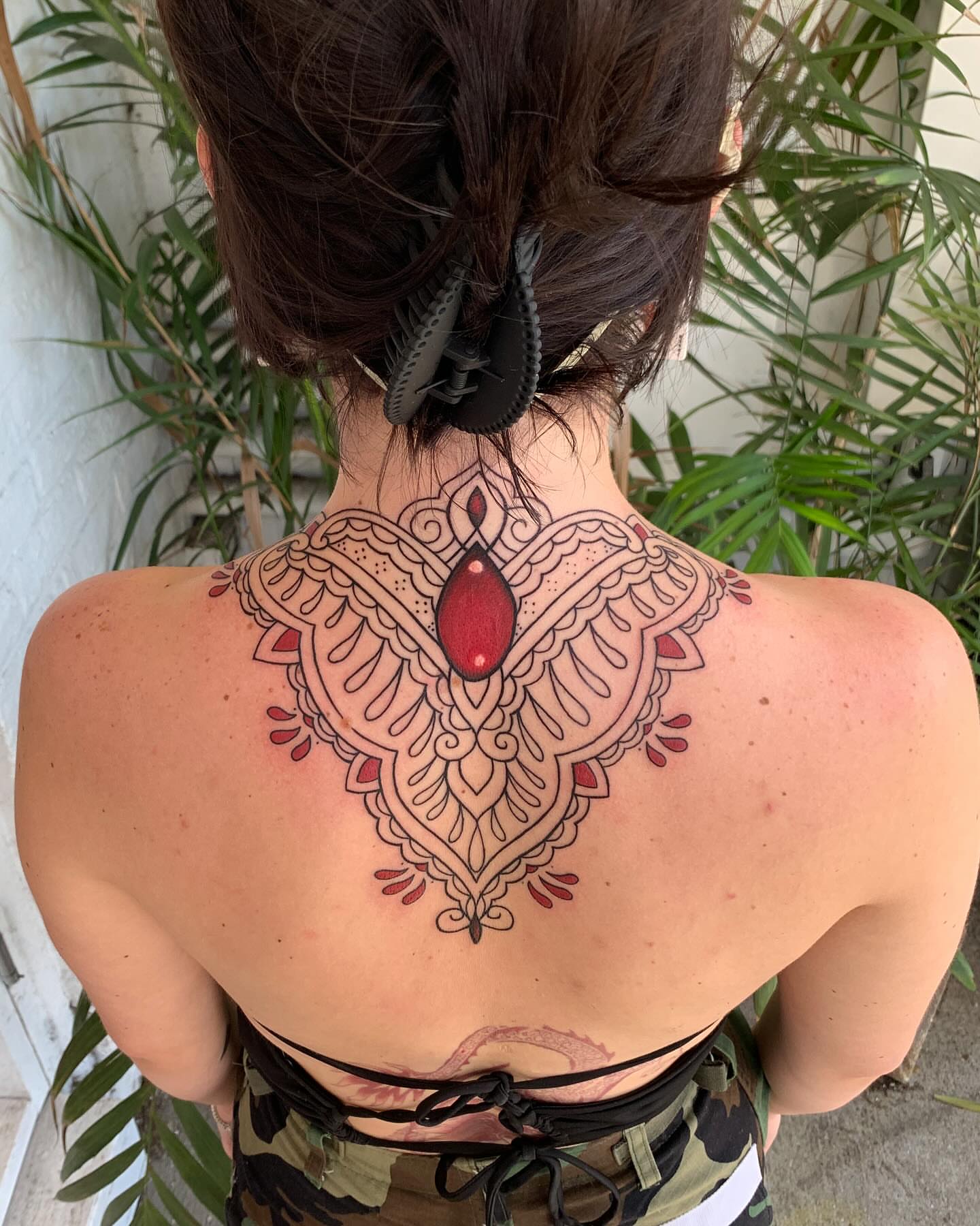 Mandala ornamental tattoo on the back by ✨Dani Jackson✨, New Orleans, Louisiana