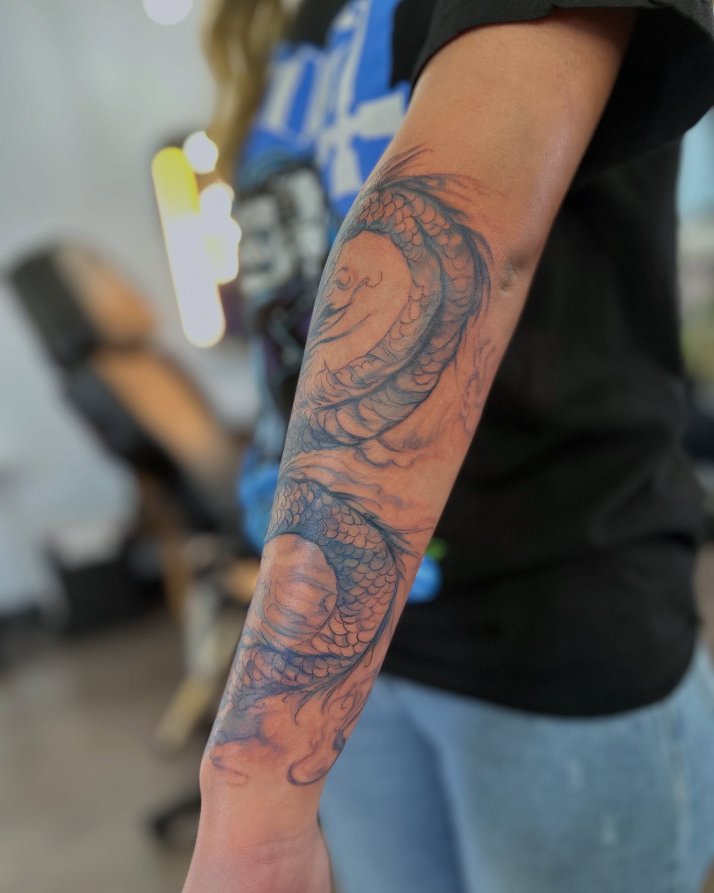 Dragon japanese irezumi tattoo on the forearm by Cameron Hobbs, Woodbridge, Virginia