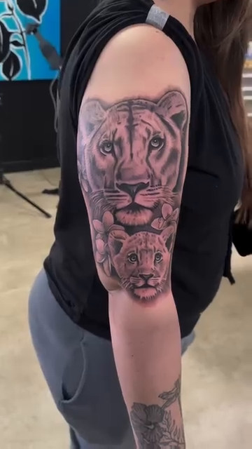 Lioness and cub realism tattoo by ๐๐๐๐ ๐๐๐๐