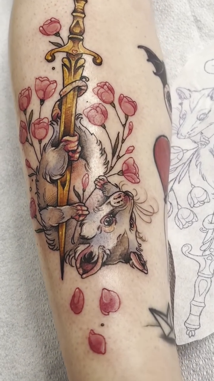 American traditional tattoo on the forearm by Cricket Elijah Cervidae