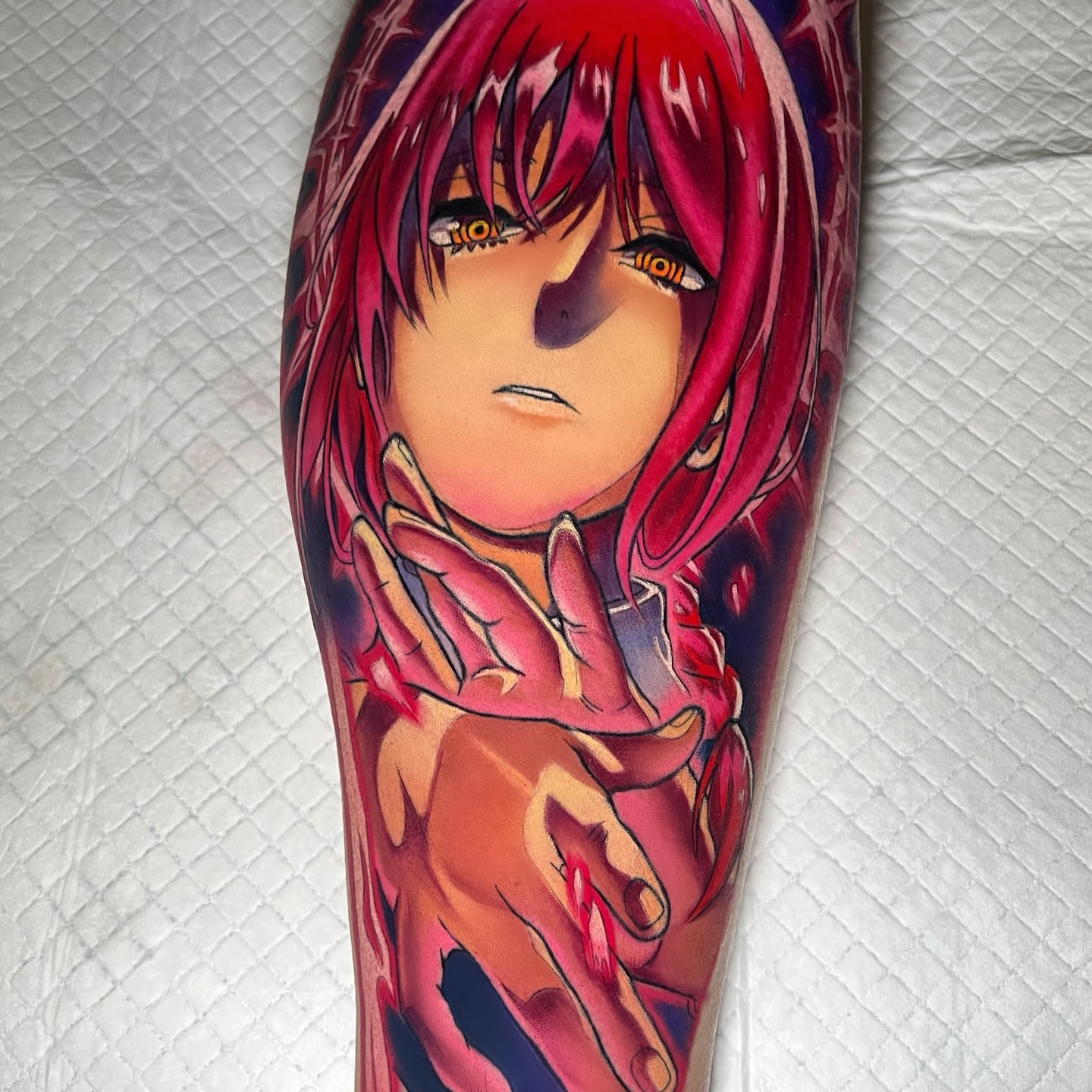 Anime character anime tattoo on the leg by nightcity anime tattoos π₯