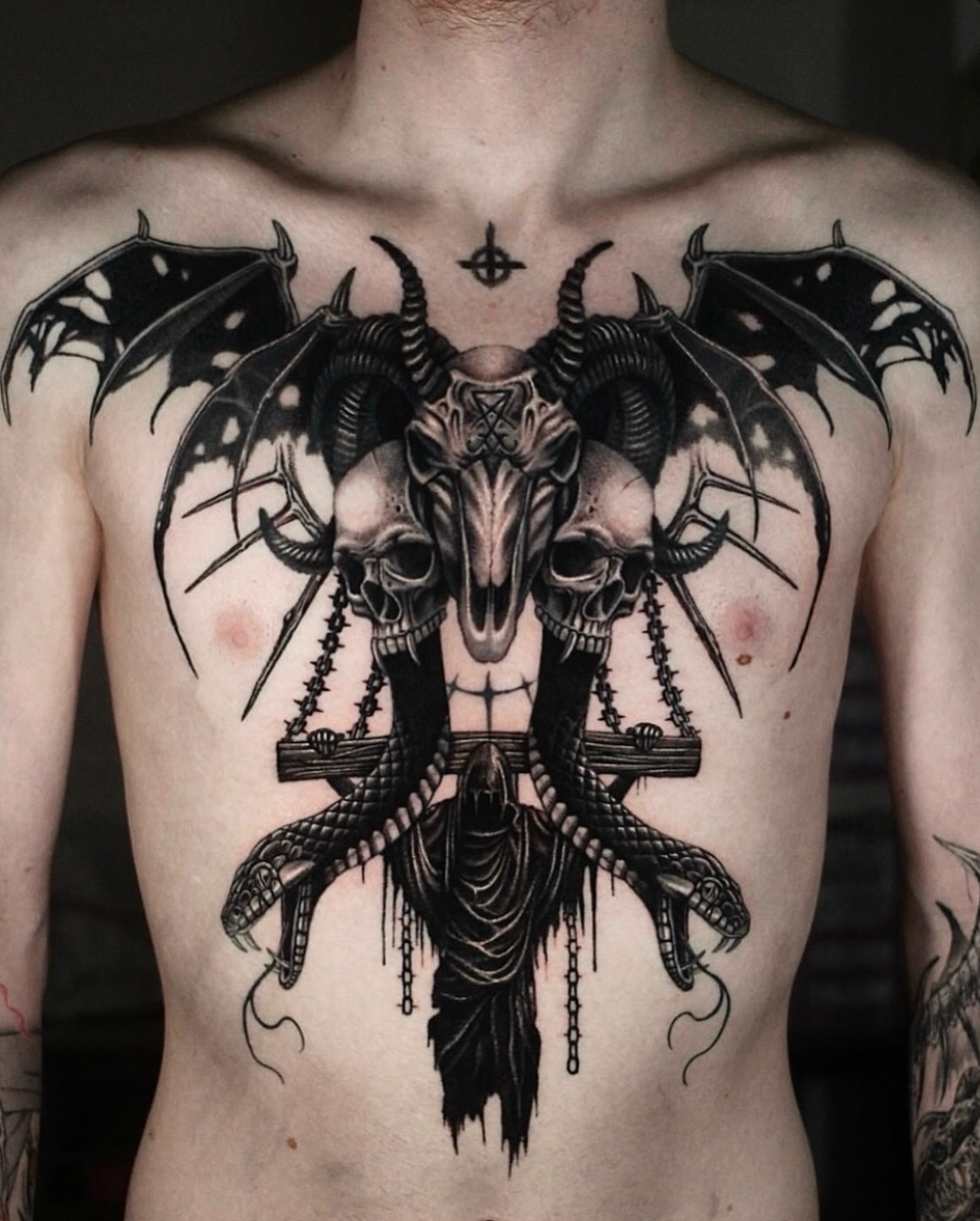 Tattoo by @h.black_ink — dark_realism, black_and_grey