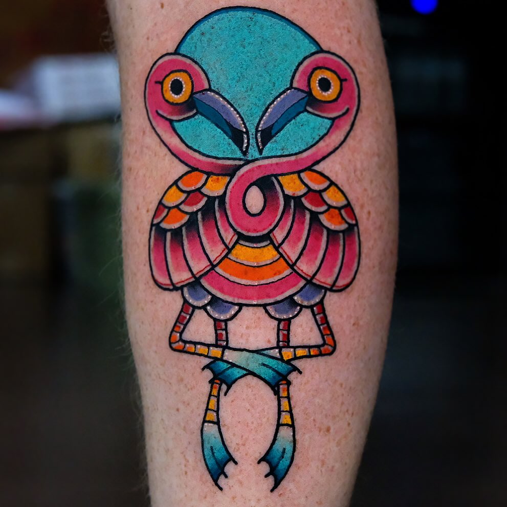 Bird American traditional tattoo on the forearm by Don Boos Tattoos