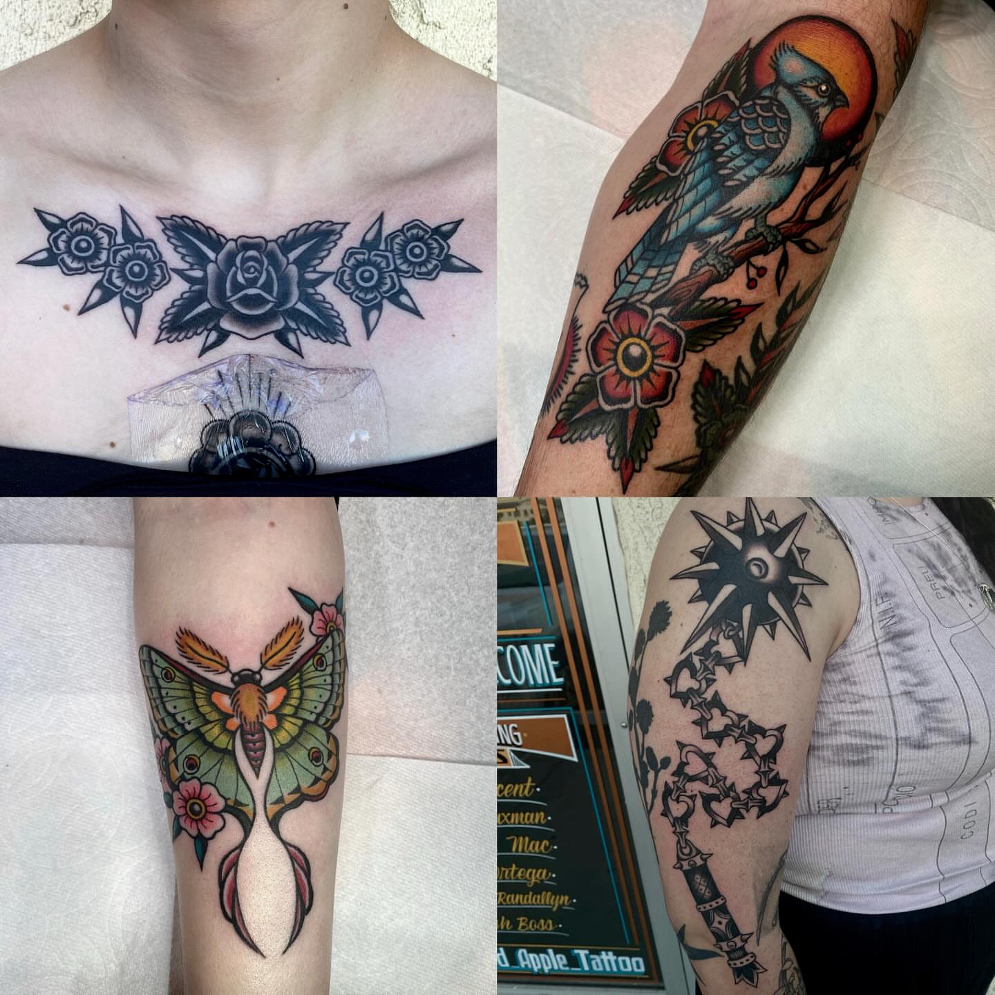 Butterfly American traditional tattoo on the forearm by Lindsey Cam Van