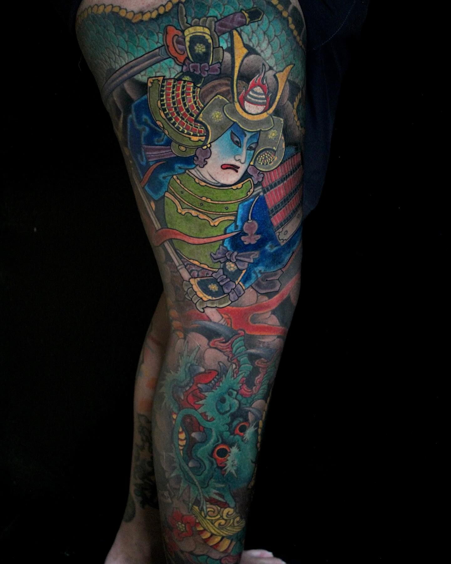 Samurai warrior japanese irezumi tattoo on the forearm by Alezumie