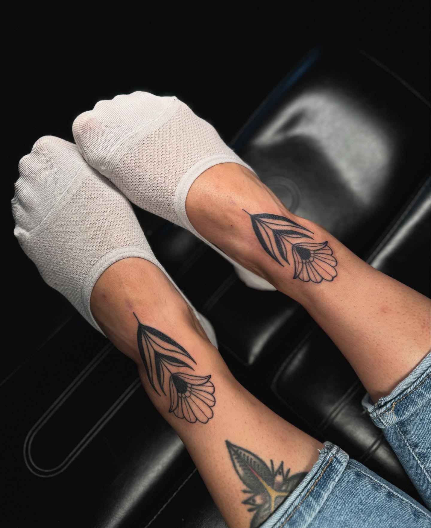 Flower black and grey tattoo on the forearm by Koko