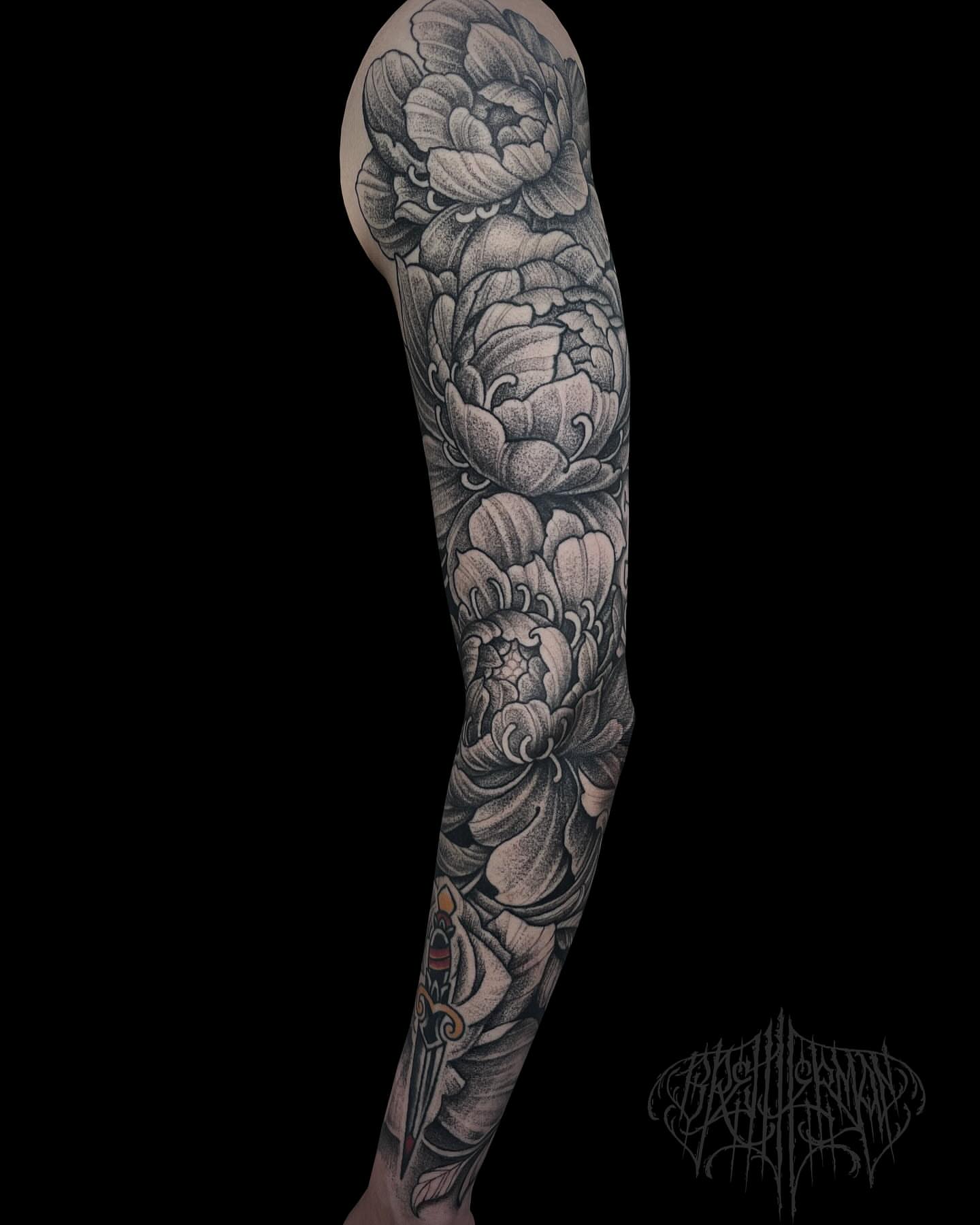 Tattoo by @brettherman — black_and_grey, dotwork