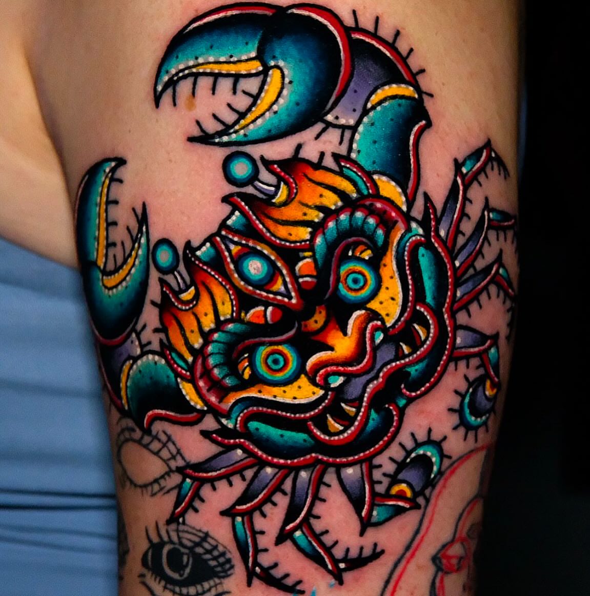 Fish American traditional tattoo on the forearm by Don Boos Tattoos