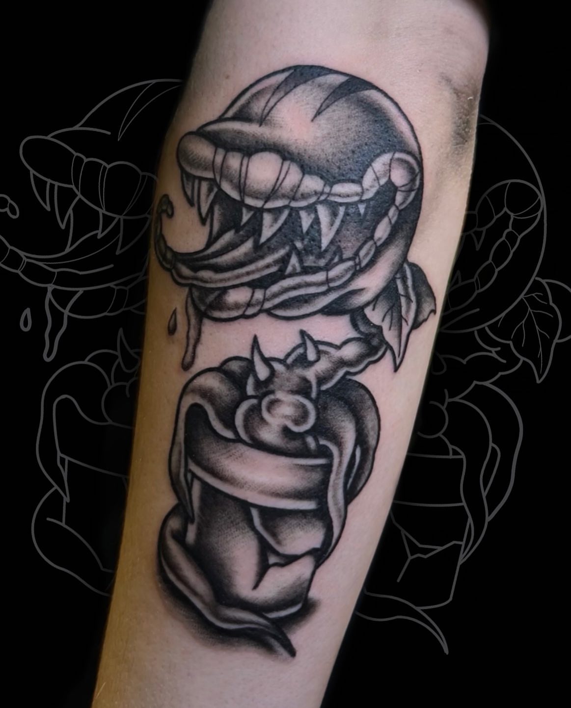 Demon American traditional tattoo on the forearm by πππ₯π πππππͺ kΚ