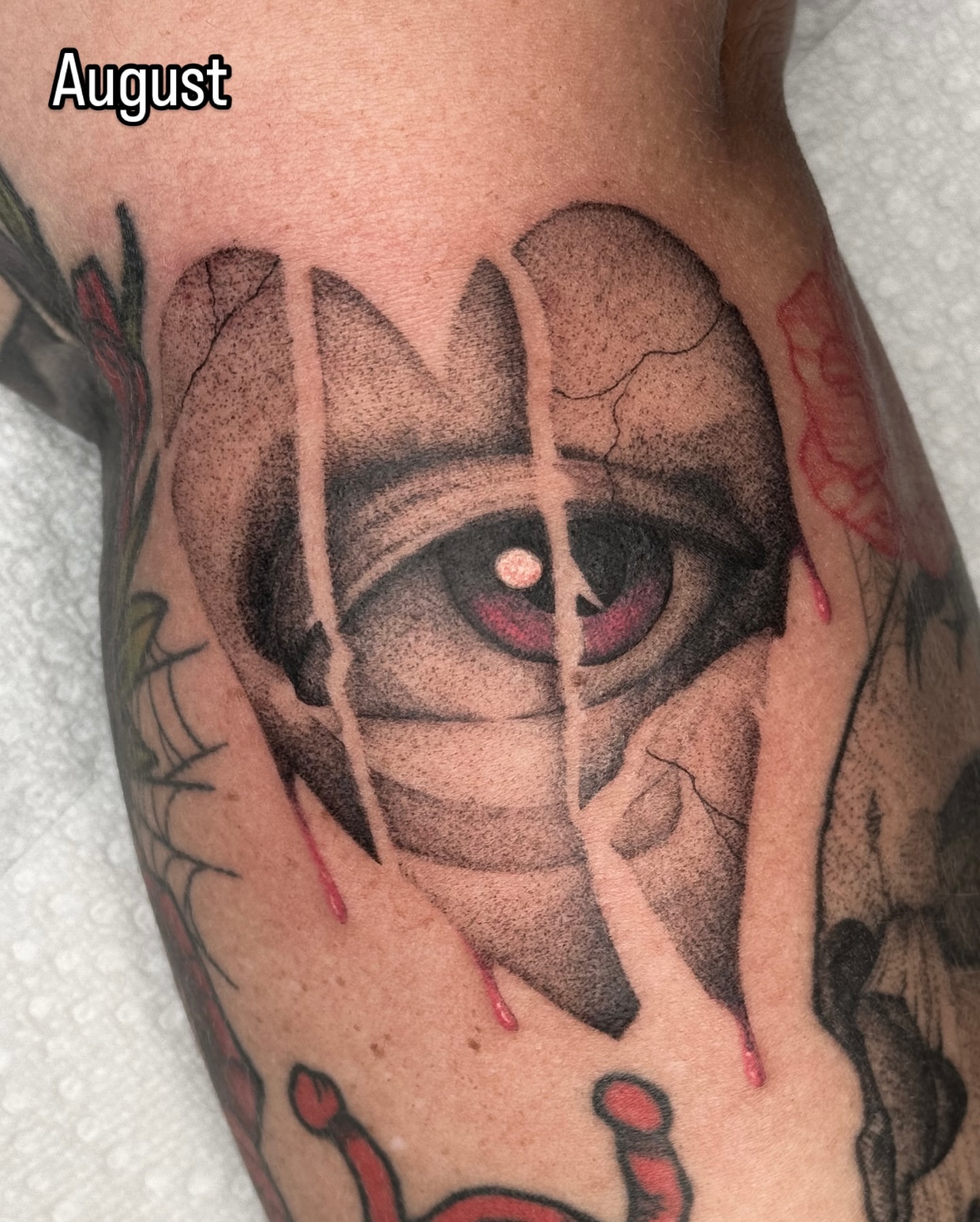 Tattoo by @doomedtattoo — dotwork, realism
