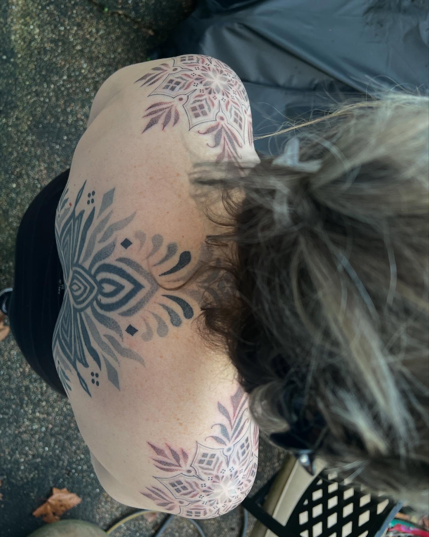 Geometric pattern geometric tattoo on the shoulder by Natasha
