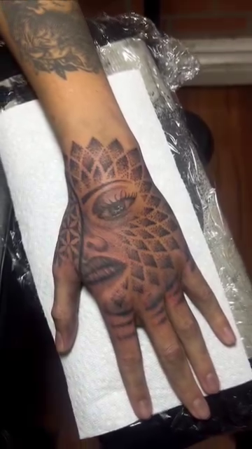 All-seeing eye with geometric pattern geometric tattoo by Marvin Osorno