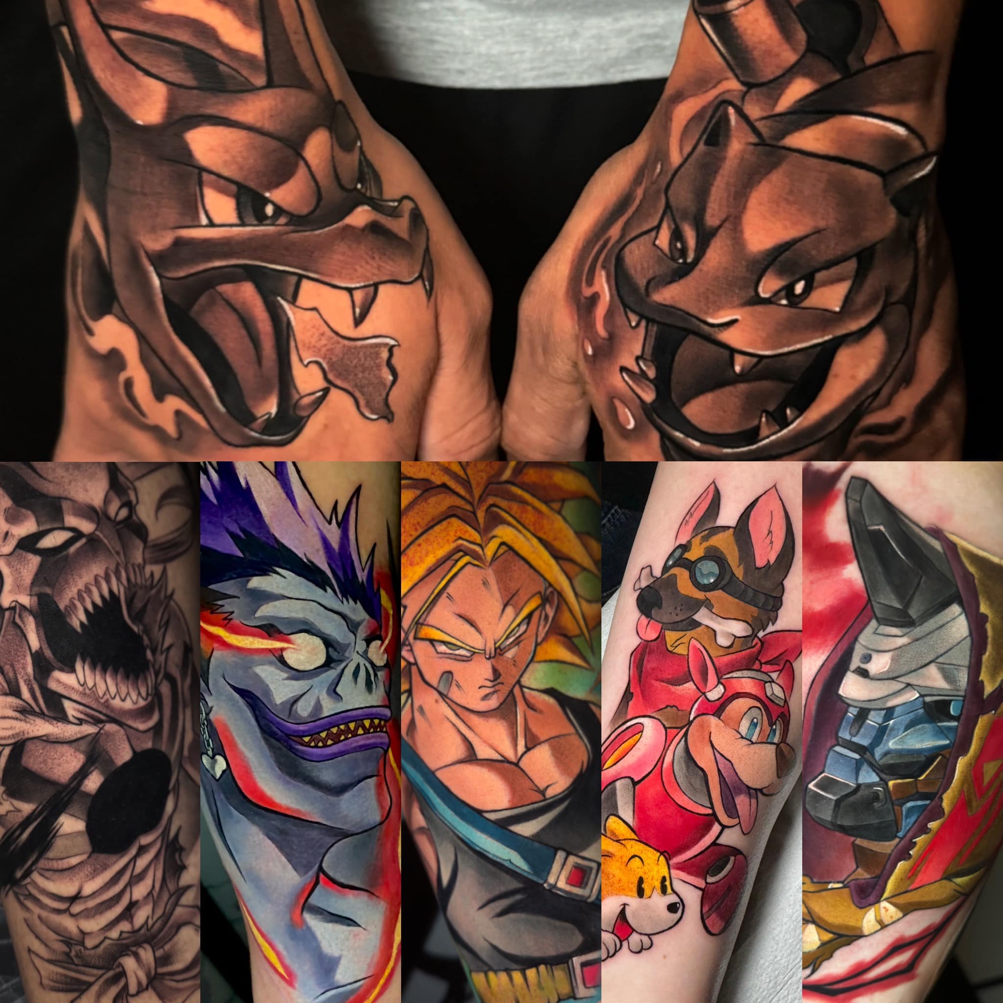 Animal heads realism tattoo on the forearm by Bruce becerra tattoos