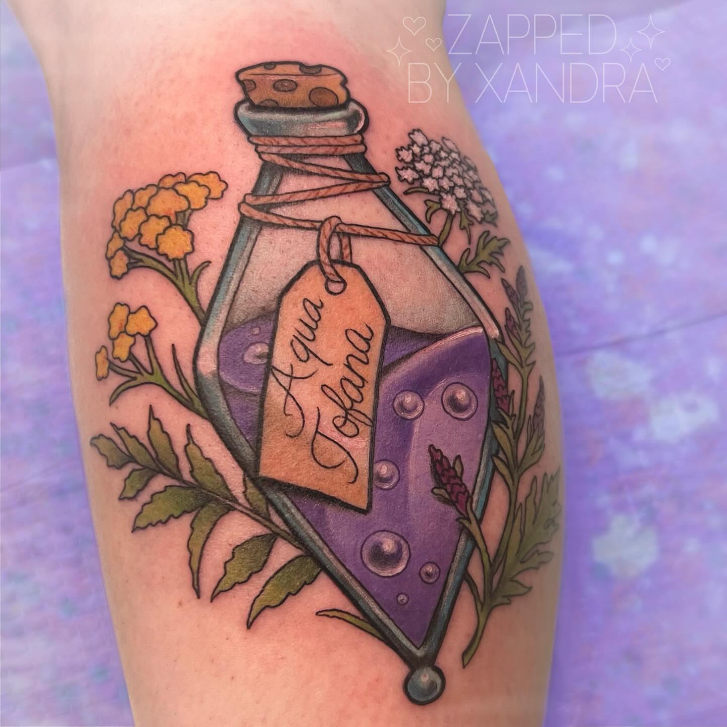 Apothecary bottle illustrative tattoo on the forearm by ๐๐ข๐ฏ๐ฅ๐ณ๐ข