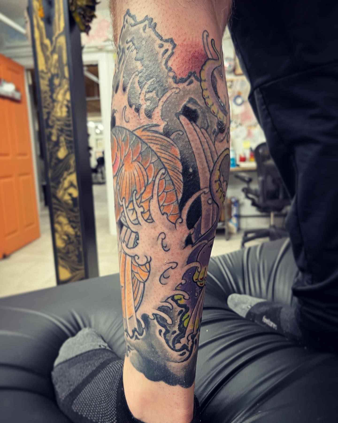Dragon and flames japanese irezumi tattoo on the forearm by biggstattoos