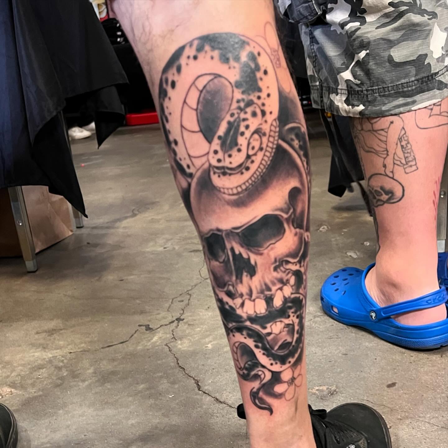 Tattoo by @snakeeyes7six — black_and_grey, realism
