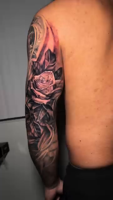 Rose and abstract elements realism tattoo by ⚜️ Osnay Tattoo Art ⚜️