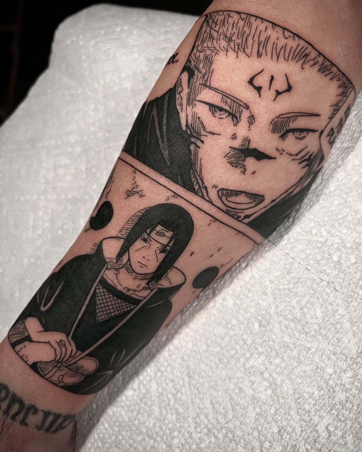 Tattoo by @bingtattoos — black_and_grey, anime