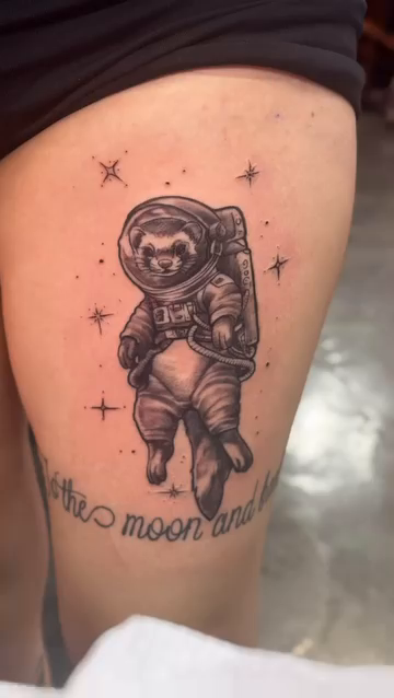 Astronaut sloth realism tattoo by Alejandro Zaragoza