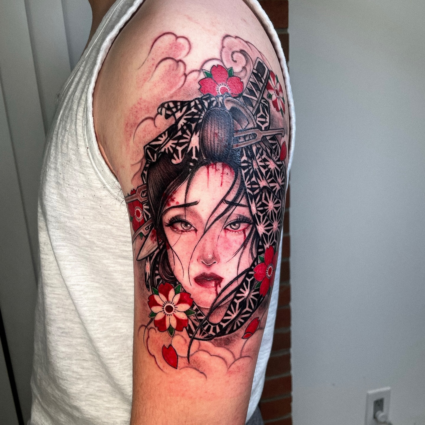 Tattoo by @migeon_tattoo — japanese_irezumi, dotwork