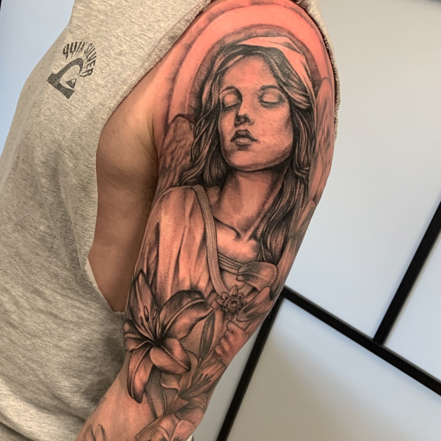 Tattoo by @macplanttattoos — realism, black_and_grey