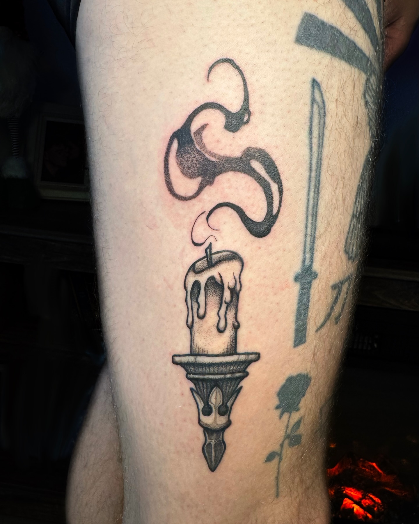 Candle with smoke black and grey tattoo on the forearm by Tattoo Artist ⚔️ San Diego, CA