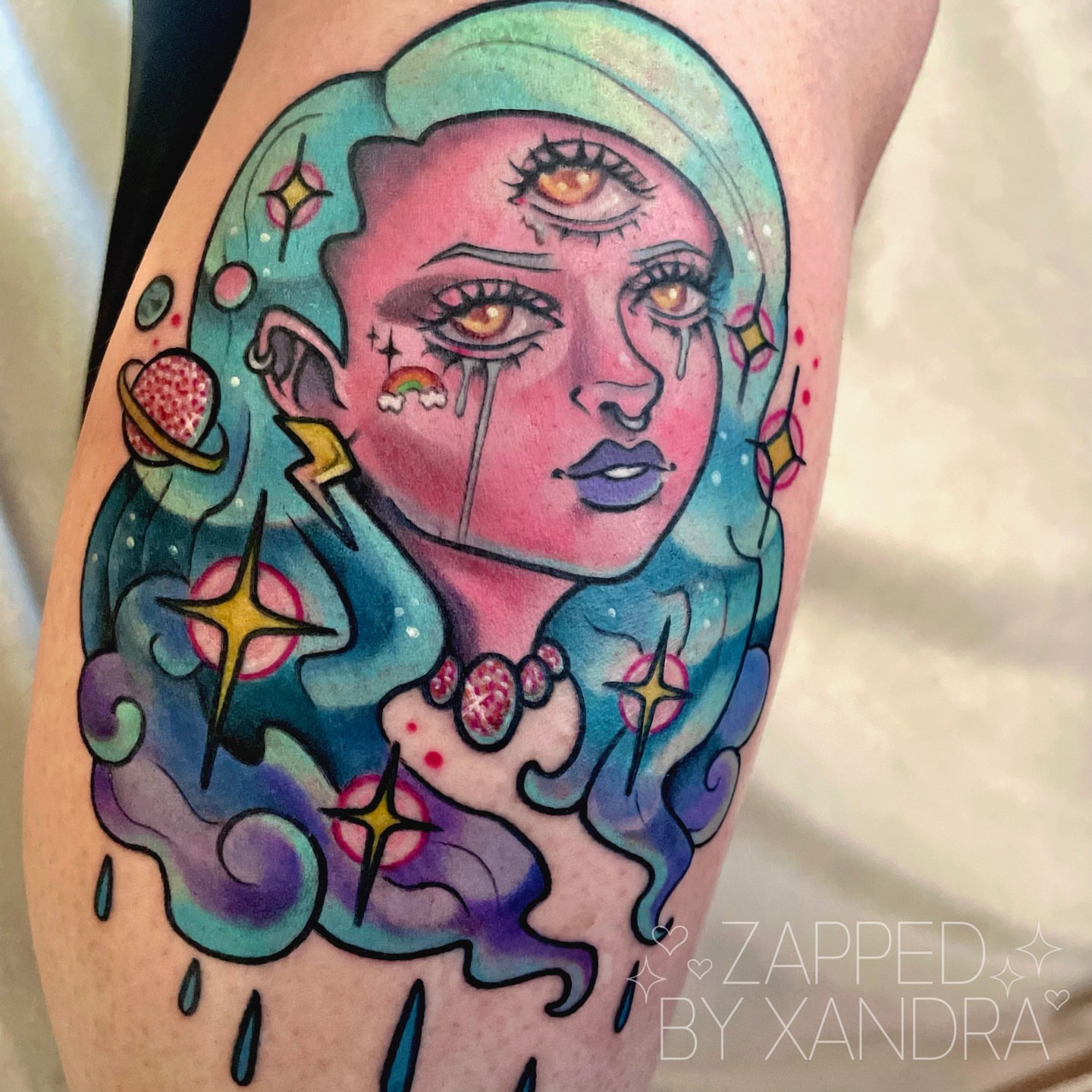 Tattoo by @zappedbyxandra โ new_school, surrealism