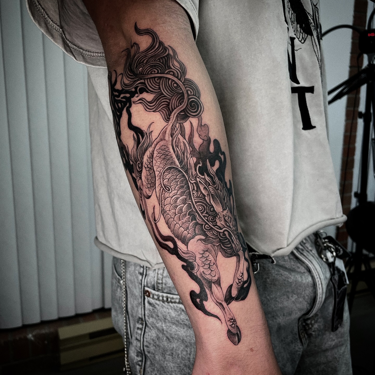 Tattoo by @migeon_tattoo — black_and_grey