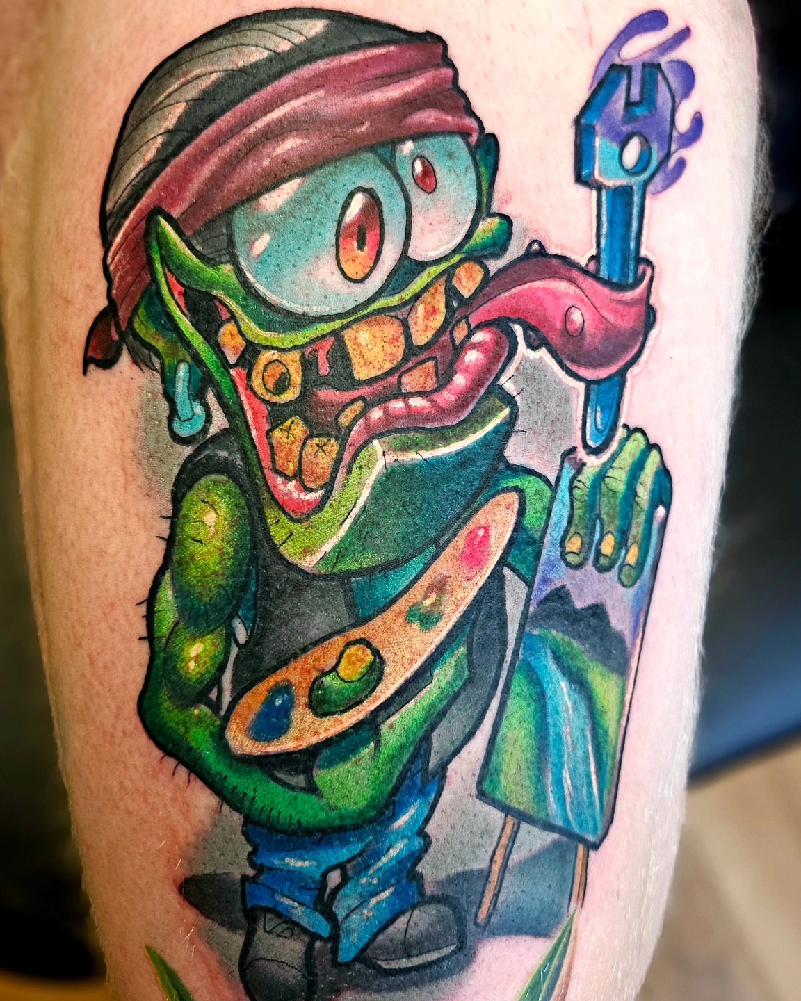 Zombie chef new school tattoo on the forearm by Edward Argibay