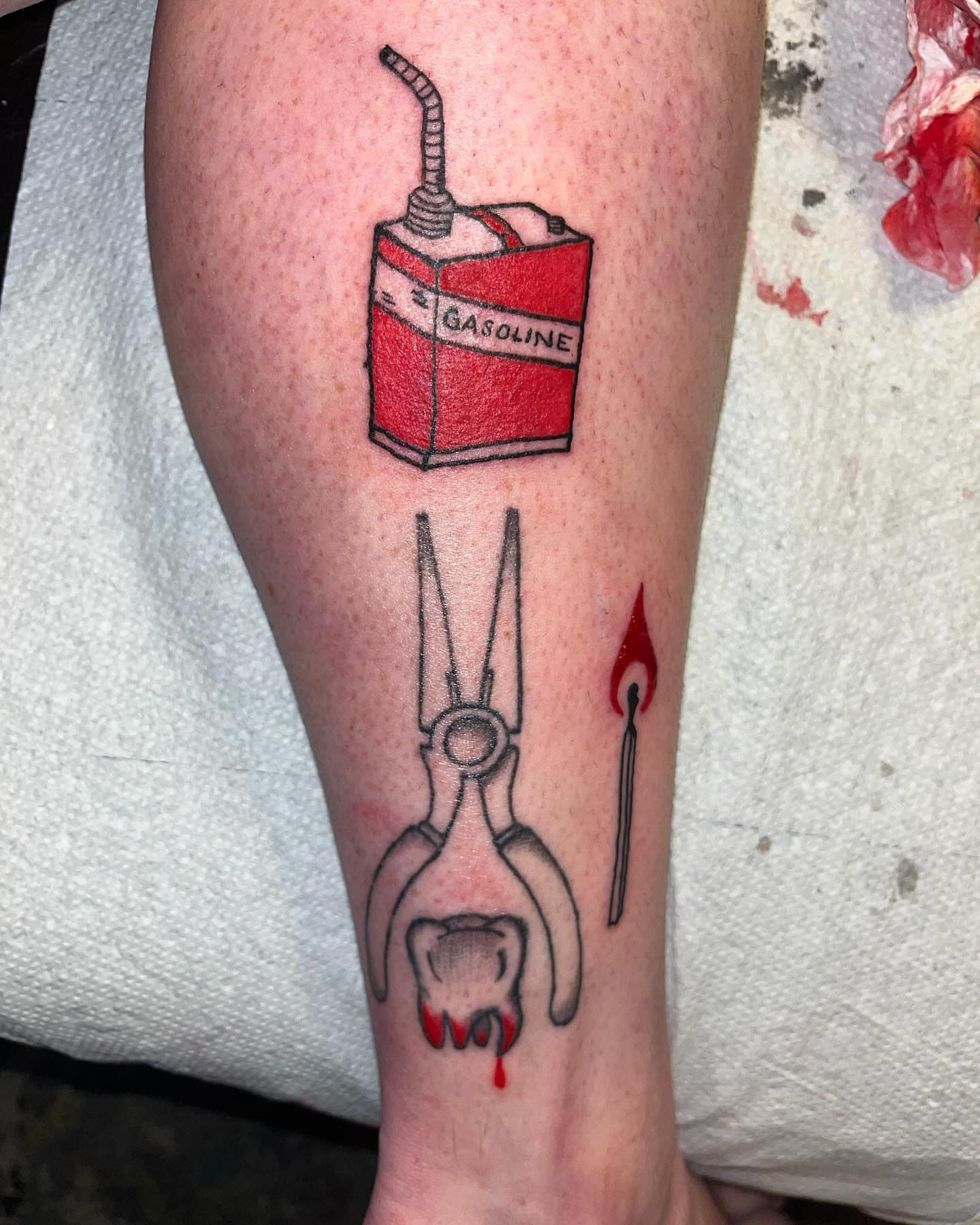 Tattoo by @littleblackdogtattoo — black_and_grey