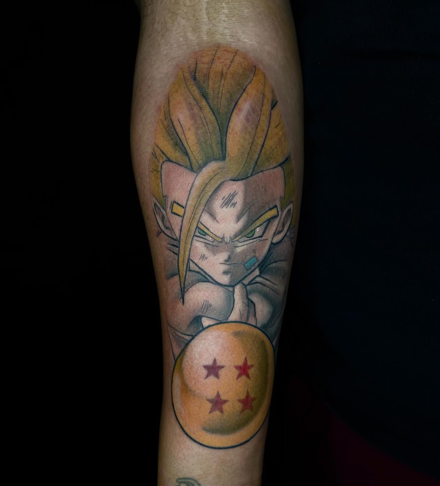 Vegeta anime tattoo on the forearm by Jay Morales