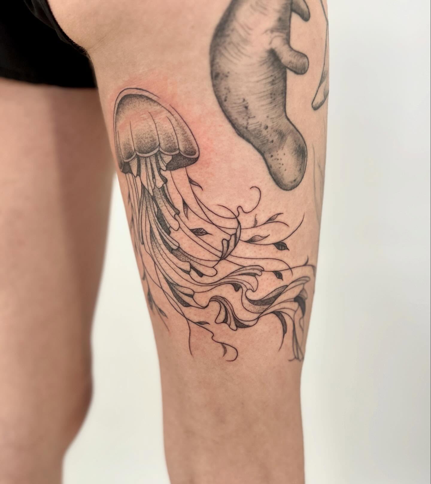 Tattoo by @notmarytattoos — black_and_grey