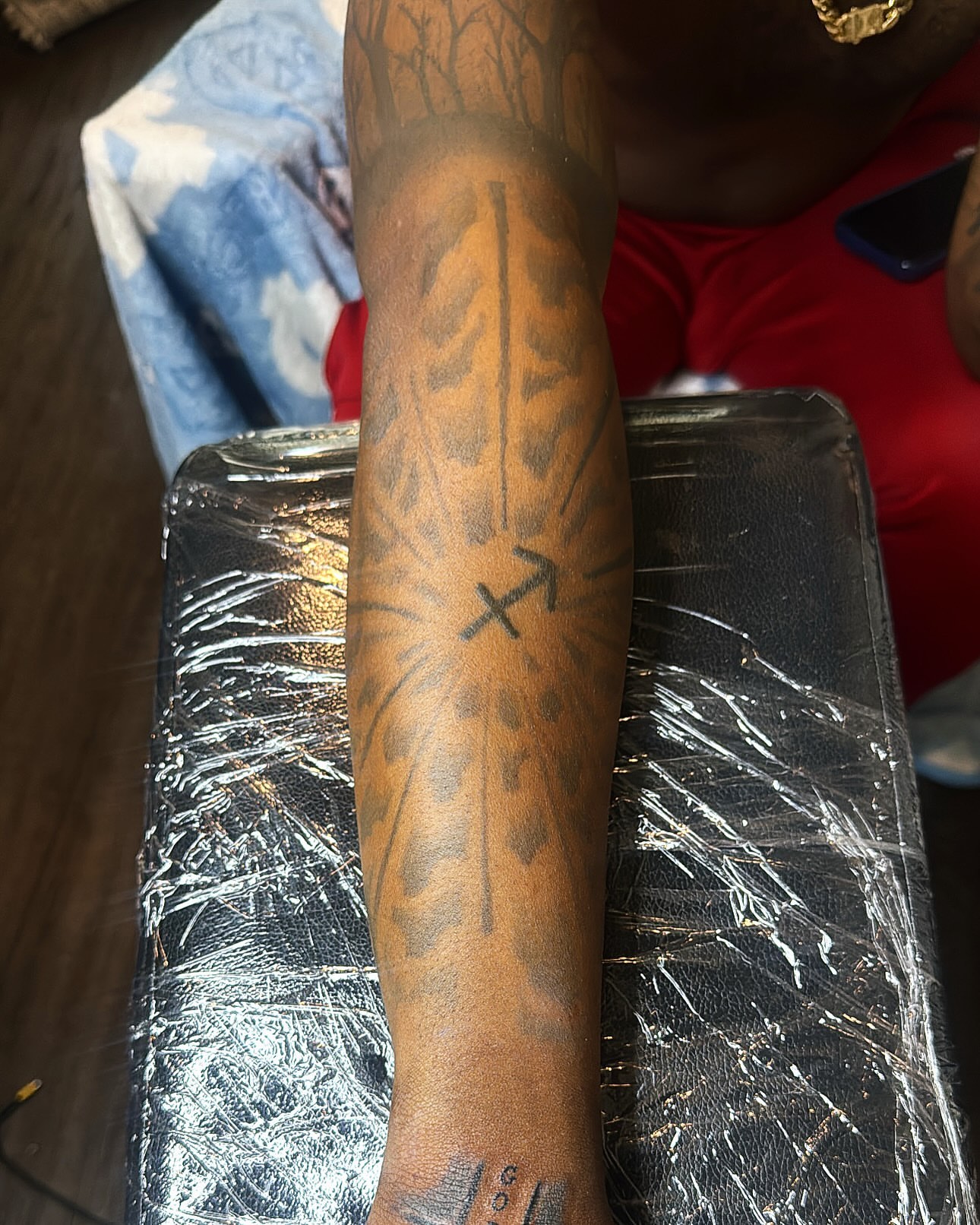 Tree American traditional tattoo on the forearm by Jihaad staley π¦, Charlotte, North Carolina