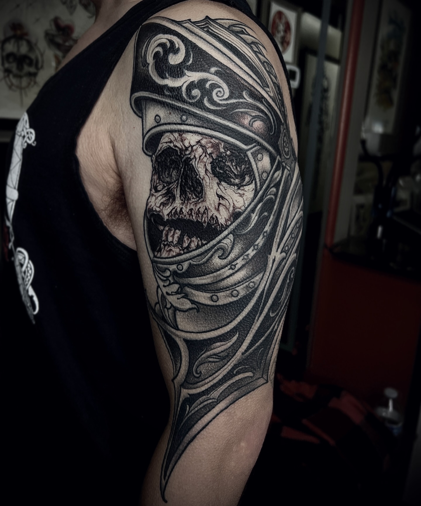 Tattoo by @lorenzotattoos — black_and_grey, realism
