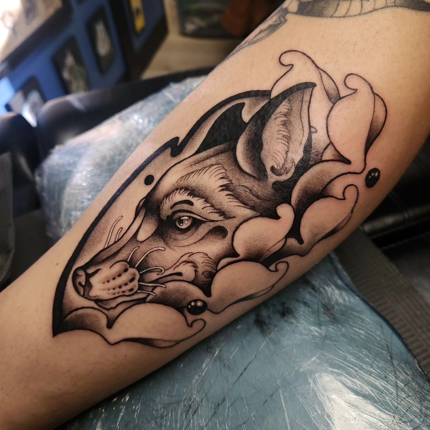Dog realism tattoo on the forearm by Gavvo