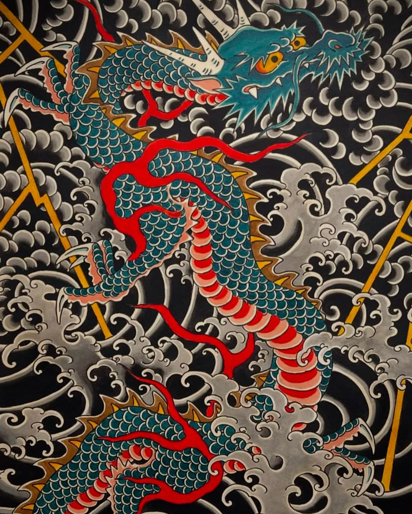 Dragon japanese irezumi tattoo by Jesse Swanson, Santa Rosa, California