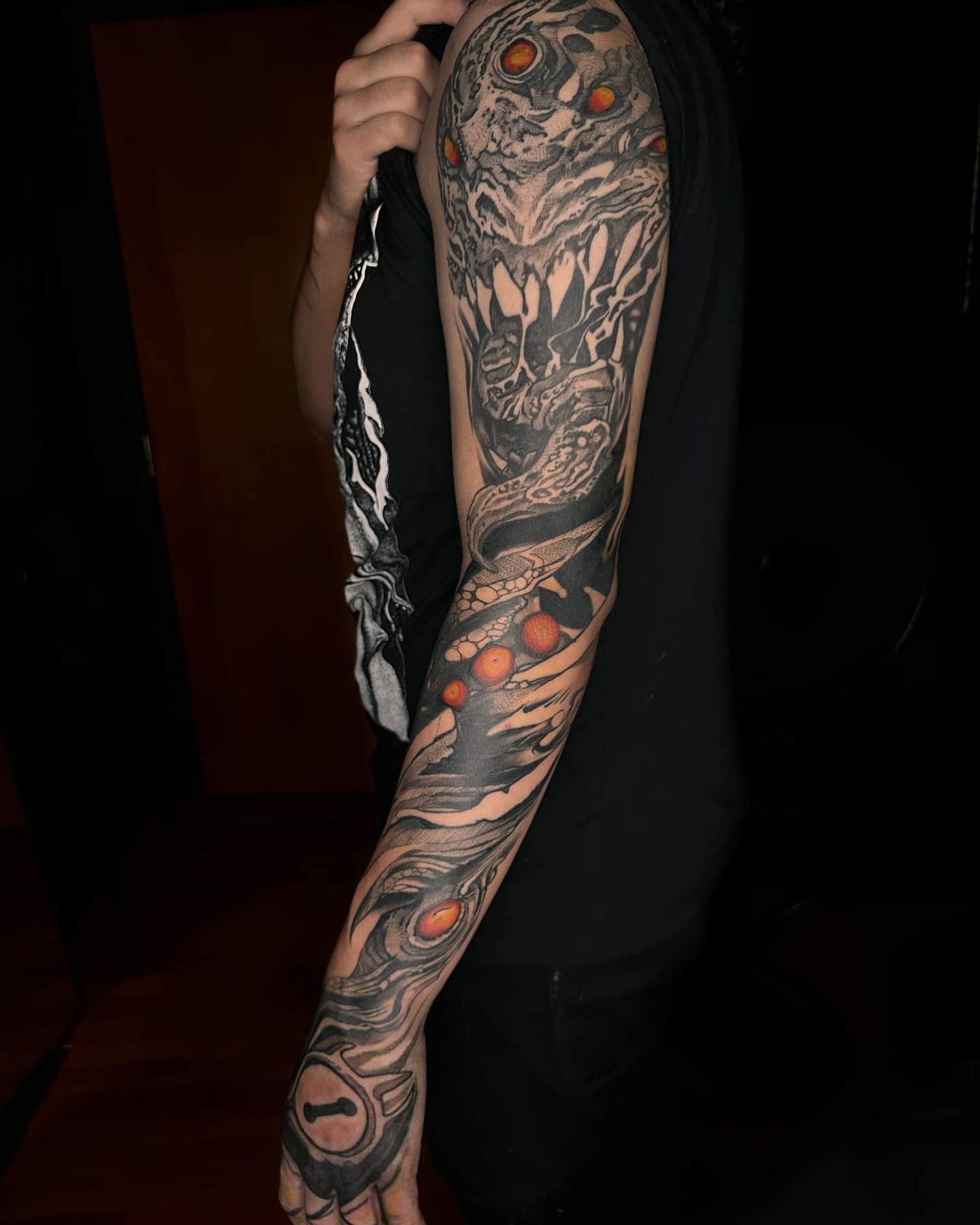 Tattoo by @vital_tattoos — black_and_grey, dark_realism