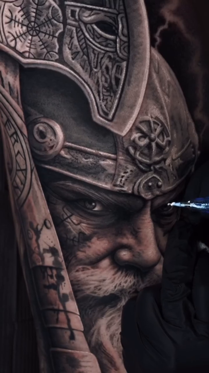 Viking warrior realism tattoo by Jesus Alonso