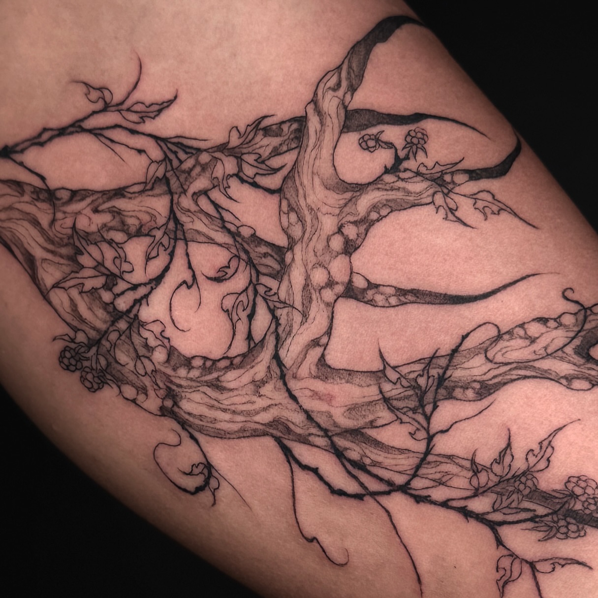 Tattoo by @grimsaintt — black_and_grey, surrealism