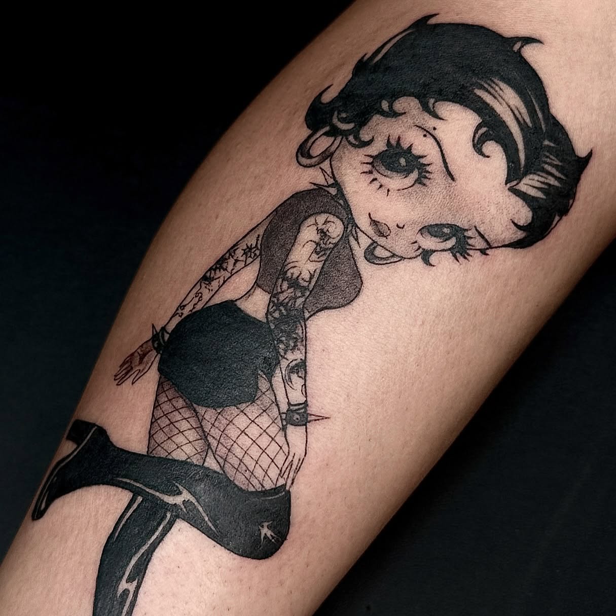 Tattoo by @grimsaintt — black_and_grey